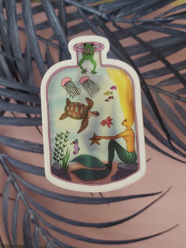 Sticker: Zeemeermin in fles