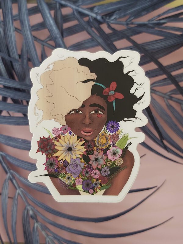Sticker: Bloemen dame